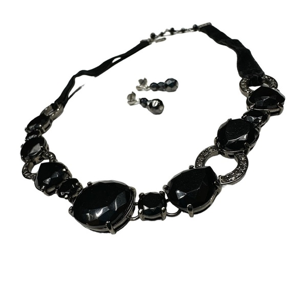 Black Onyx Beaded Crystal Necklace and FREE Earrings - Picture 7 of 10